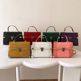 Luxury Quality Handbags For Women Brand Designers Shoulder Crocodile Stone Pattern Leather Metal Buckle Females Bag Classic