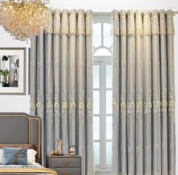 Curtain Luxury Double Layer Embroidery Blackout For Bedroom Living Room European Lace Delicate Sheer Plus Darkening Cloth Drape