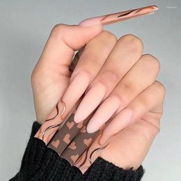 False Nails INS Long Water Pipe Nail Dark Love Line European And American Wearing Enhancement Patch