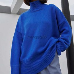 Women's Sweaters K 2023 New Women Autumn Winter Pullover Solid Colour Half High Neck Long Sleeve Sweater For Ladies Casual Loose Knitted Tops HKD230831