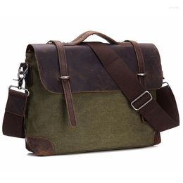Briefcases 2023 Fashion Leather Briefcase Men Genuine Messenger Bag Shoulder For Crossbody Tote Handbag