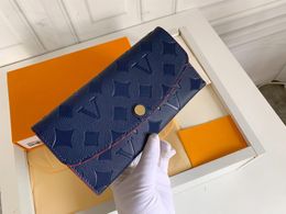 2023 Designer wallets luxury envelope purse mens womens clutch Highs quality embossed flower zipper coin purses card holder box dust bag