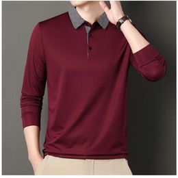 Mens Polos Spring and Autumn Long Sleeve Tshirt Loose Solid Polo Shirt Fashion Street Appare England Stylel Tops 230830