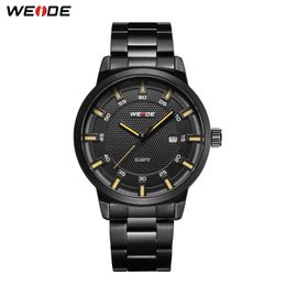 WEIDE Men watch Business Brand Design Military Black Stainless Steel Strap Men Digital Quartz Wrist watches Watch buy one get 258l