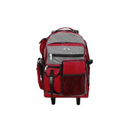 Backpack Unisex Deluxe Backpack On Wheels 13.5"x 18.5"x 7" Burgundy Gray 230830