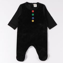 Rompers Baby romper pyjamas kids clothes long sleeves children clothing buttons baby overalls velour boy and girl clothes footies romper 230831