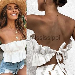 Other Health Beauty Items Ruffle Ruched Sleeveless Tank Top Women Sexy Backless Crop Top Bralette Nightclub Wear Beach Top Ladies Clothing x0831