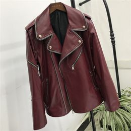 Womens Jackets Sungtin Women Loose Pu Leather Jacket Black Soft Faux Leather Jacket Street Moto Biker Leather Coat Jacket Lady Casual Outerwear 44eff