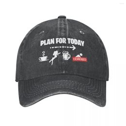 Ball Caps Plan For Today Funny Coffe Dive Beer Sex Unisex Style Baseball Cap Diving Freediving Distressed Denim Washed Hat Outdoor Sun
