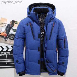 Men's Down Parkas Men's White Duck Down Jacket Warm Hooded Thick Puffer Jacket Coat Male Casual High Quality Overcoat Thermal Winter Parka Men Q230831