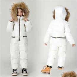 Down Coat Large Size Childrens Jumpsuit Jacket Winter Boys Ski Suit Girls Thick Warm Outwear Kids Siamese 221203 Drop Delivery Baby Dh20J