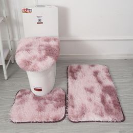 Carpets Tie-dye Shaggy Carpet Toilet Three-piece Non-slip Foot Mat Bathroom Absorbent Set Bath Mat Area Rug Home Decor Floor Fluffy Rug 230831