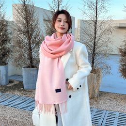 2023, autumn and winter, new pure cashmere scarf, ladies' haute couture, extra-warm, double-sided, two-colour tassel shawl