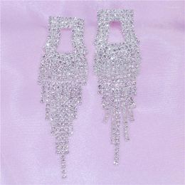 Dangle Earrings Fashion Jewellery Shining Crystal Hollow Collection For Women Girl Gold Colour Princess Crown Party Wedding Gift