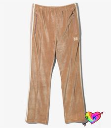 Men's Pants Khaki White N Needles Track Pants Men Women 1 1 Velvet Needles Pants Embroidery Butterfly AWGE Velour Sweatpants 230831