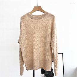 Women's Sweaters 2023 Early Autumn Pullover Round Neck Raglan Sleeves Cable Flower Flashing Cashmere Women Thin Sweater