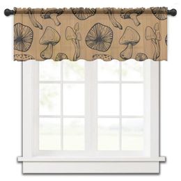 Curtain Mushroom Line Hand Drawn Kitchen Small Window Tulle Sheer Short Bedroom Living Room Home Decor Voile Drapes