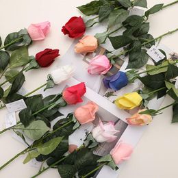 Decorative Flowers Simulated Rose Single Hand Moisturizing Small Bud Long Valentine's Day Wedding Decoration Cloth Flower