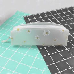 Learning Toys 1Pcs Kawaii Transparent Pencil Case Daisy Gift Estuches School Pencil Box Pencilcase Pencil Bag School Supplies Stationery