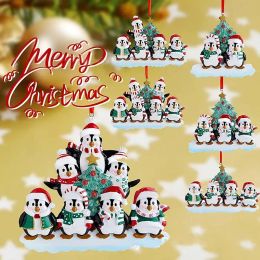 Julfamiljen Penguin Ornament harts Personligt hem Xmas Tree Decoration Julrum Dekor Ny