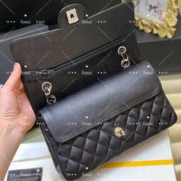 10A Top Tier Quality Jumbo Double Flap Bag Luxury Designer 25CM 30cm Real Leather Caviar Lambskin Classic All Black Purse Quilted Handbag Shoulde grt5234