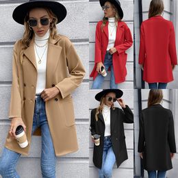 Women's Sweaters Women's Fashion Autumn And Winter Mid Length Cardigan With Double Breasted Knitted Suit Jacket For Women Suitable For Party Wear 230831