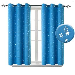 Curtain Balcony 100x115cm Cloth 2PCS Window Study Star Blue Bedroom Home Textiles