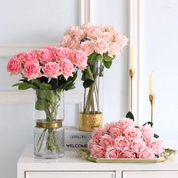 Decorative Flowers 7pcs/lot Artificial Decor Rose Silk Floral Latex Real Touch Wedding Bouquet DIY Home Party Design