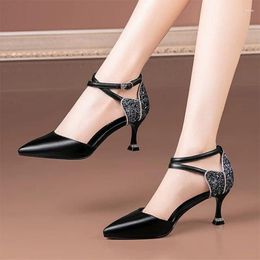 Sandalen 2023 Sommer Frauen Kreuz gebunden High Heels Kleid Schuhe Damen Spitz Pumpen Zurück Bling Dünne Alias Mujer