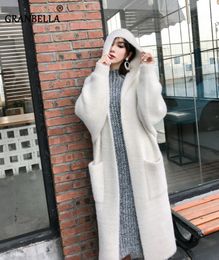 Women's Sweaters 2023 oversized warm long cardigan sweaters Loose Full Sleeve faux mink velvet Sweater 230831