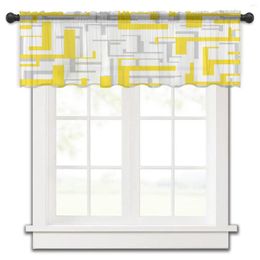 Curtain Art Geometry Yellow Grey Kitchen Small Window Tulle Sheer Short Bedroom Living Room Home Decor Voile Drapes