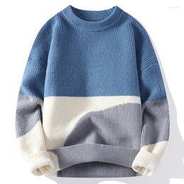 Men's Sweaters 2023 Knitted Sweater For Men Solid Colour Patchwork Pullovers Autumn Winter Casual Slim Harajuku Tops