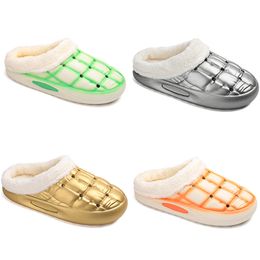2023 Winter fleece thickened slippers cotton men woman golden silver green orange black trend couple shoes color5