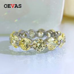 Wedding Rings OEVAS 100 925 Sterling Silver 5mm Yellow Pink High Carbon Diamond For Women Sparkling Party Fine Jewellery Gifts 230830