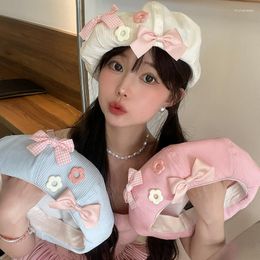 Berets Korean Version Of Bow Beret Spring And Autumn Breathable Face Little Girl Cute Big Sweet Painter Hat For Women Mujer