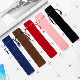 Pencil Bags 100Pcs/Lot Wholesale 3.5*17.5cm Black Red COFFEE Blue Drawstring Velvet Pen Pouch For Crystal Stylus Ballpoint Bag HKD230831