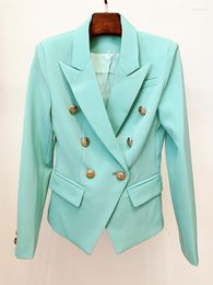 Women's Jackets Fashion Designer 2023 Jacket Classic Metal Lion Buttons Double Breasted Slim Fitting Blazer Mint