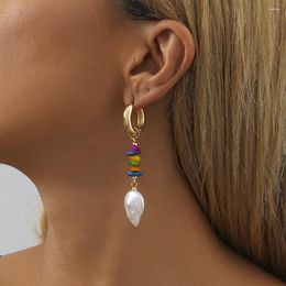 Dangle Earrings Colourful Irregular Natural Stone Imitation Pearl Pendant For Women Versatile Ladies Birthday Gift Jewellery Wholesale