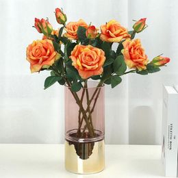 Decorative Flowers Rose Artificial Silk Peony Flower Wedding Home Table Decor Branch Arrangement Fake Plant Valentine's Day Gifts