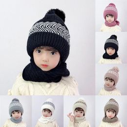 Cycling Caps Girls Winter Slouchy Knit Warm Hats Wool Cap Scarf Integrated Pullover Cute Parent Child Knitted Hat