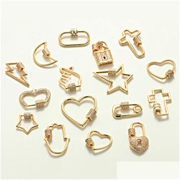 Charms Charm For Jewellery Making Supplies Heart Star Moon Cross Pendant Diy Earring Bracelet Necklace Copper Zircon Accessoriescharms D Dhciz