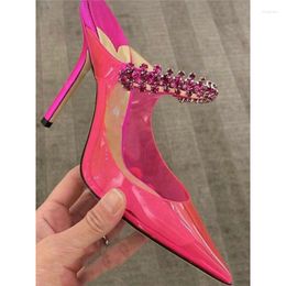 Slippers Summer Transparent PVC Women Stilettos High Heel Pointed Toe Plastic Slides Outdoor Sandals