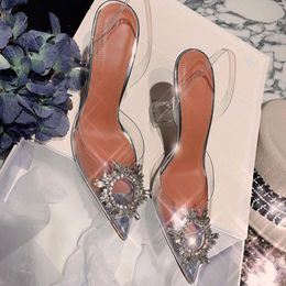 Dress Shoes Brand Women Pumps Luxury Crystal Slingback High Heels Ladies Summer Shoes Pumps Woman Heeled Party Wedding Shoes Plus Size 230830