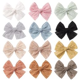 Baby Girls Lace Hollow Handmade Hair Clips Infant Bow Hairpin Barrettes Cute Princess Headwear Hair Accessories