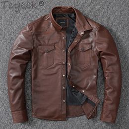 Men's Leather Faux Tcyeek Fashion Genuine Man Jackets Short Real Sheepskin Coat for Men Clothes Slim Spring Fall Jacket Abrigos 230831