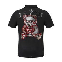 NEW Designer PP Men Polo Shirt Skull Summer Diamond Phillip Plain Short Sleeve T Shirt Harajuku Tee Brand Skulls Print Tops Streetwear PP9019