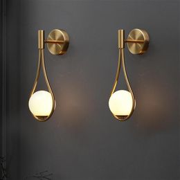 wall lamp led Gold Colour white glass shade G9 bedroom Bedside Restaurant Aisle Wall Sconce modern bathroom indoor lighting fixture201x