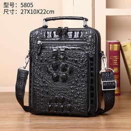 Briefcases Genuine Leather Men's Handbag Large Capacity Fashion Business Shoulder Bag Crocodile Bone Vertical Box Travel