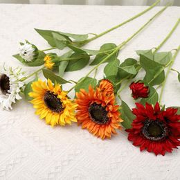 Decorative Flowers Artificial Sunflowers Branch For Home Garden Wedding Decor Centrepieces Real Touch Silk Bride Holding