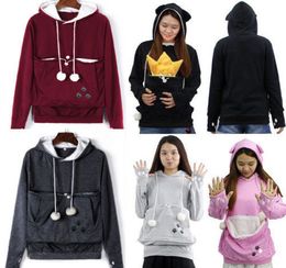 Women's Hoodies Sweatshirts Mewgaroo Cat Lovers Hoodie Pet Hooded Casual Kangaroo Sweatshirt For Women Pouch Big Size Hoody Ladies Tops 230830